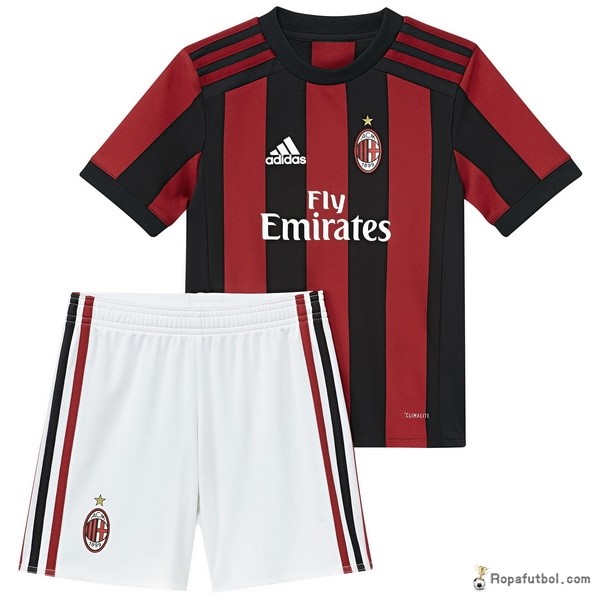 Camiseta AC Milan Replica Primera Ropa Niños 2017/18 Rojo